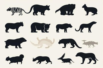 endangered species flat design side view wildlife threat theme animation black and white