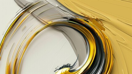 3D abstract spiral in the style of organic forms, with dark green and light amber colors, fluid lines on a white background