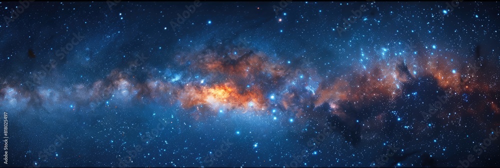 Wall mural star in sky. cosmic night background with blue sky and galactic way
