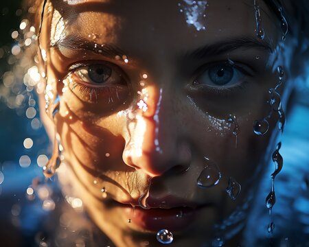 A swimmers reflection in the water as they prepare for a backstroke race