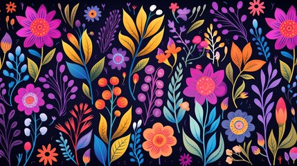 floral patterns flat design front view botanical theme water color vivid