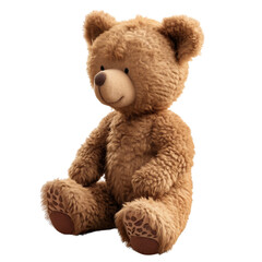 Obraz premium Adorable bear cartoon toy character isolated on transparent background with cheerful expression 