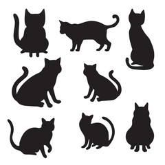 Halloween black cat silhouette vector