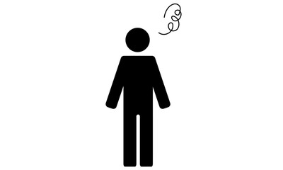 悩む　人物ピクトグラム　モヤモヤマーク