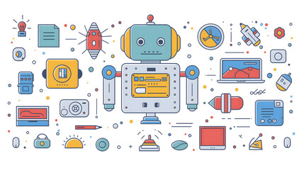 Fototapeta premium Icons representing automation engineer