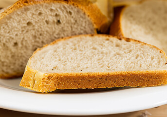 Close up of bread slices in plate&nbsp;