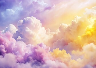 clouds in dreamy purple pink yellow blue cyan pastel hues for background