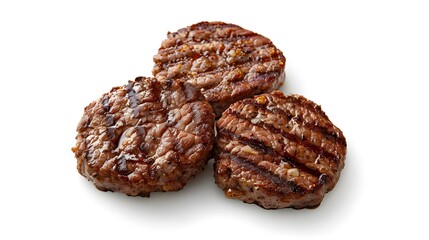Freshly grilled burger meat isolated on a white background