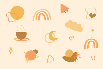Hand drawn abstract organic shapes set. Trendy hand drawn vector shapes, lines, doodles and objects set of abstract modern modern illustration
