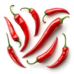 Red chili peppers on a white background