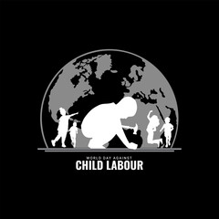 Child labor Vector Child labor Poster  World Day Against Child labor Illustration Vector, World Day against Child Labour. Let's bring child labor down child labor creative ads design 12 June.