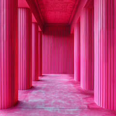 Corridor with pink columns
