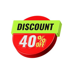 Sale discount 40 percent 3d red color