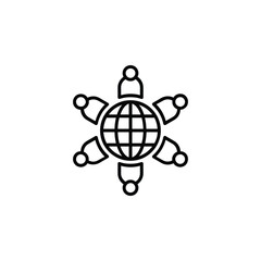 Vector icon of people around the world, symbolizing a global conference