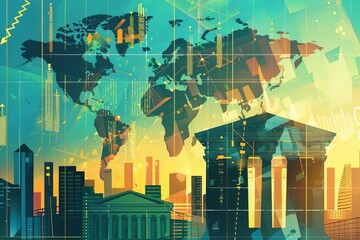 Illustration of financial services including currency exchange and advice