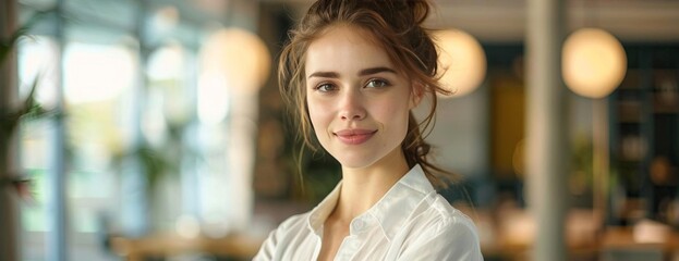Generate a professional headshot of a young woman
