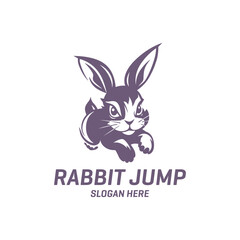 Jumping rabbit logo vector illustration