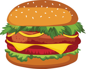 Cartoon Burger vector Illustration isolated on white. ZIP file contains EPS, JPEG and PNG formats.