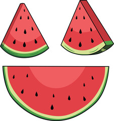 Slices of watermelon vector illustration isolated on white. ZIP file contains EPS, JPEG and PNG formats.