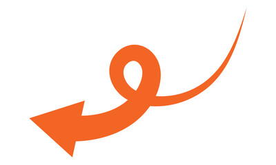 Obraz premium Curved orange arrow spiral sign symbol icon element shape isolated on white and black background. flat style. arrow icon for your web site design, logo, app, UI. arrow indicated the direction symbol.