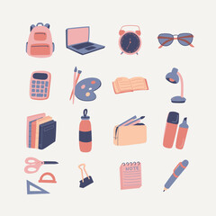 School and Office Supplies Clipart Collection Stock Vector