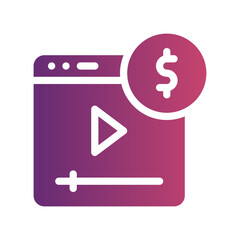 paid content flat gradient icon