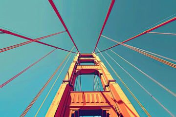 Iconic Crossing - Golden Gate Bridge Illustration