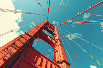 Iconic Crossing - Golden Gate Bridge Illustration