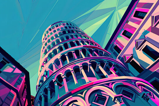 Iconic Lean - Leaning Tower of Pisa Illustration