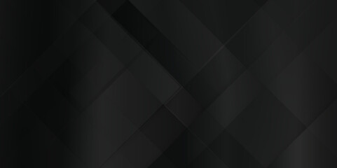 Luxury deep black dynamic abstract vector geometric lines patterns and squares, Luxury modern seamless abstract geometric black pattern, empty black and white tiles on black background with space.