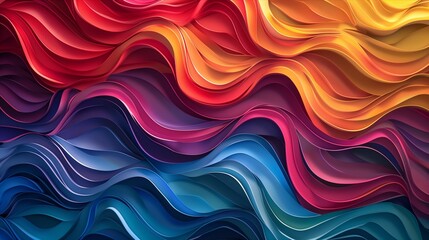 Obraz premium Colorful Abstract 3D Waves Pattern in Vibrant Red, Yellow, and Blue Tones