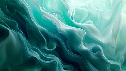 Obraz premium Abstract Smooth Gradient Wave Pattern in Soft Green and Blue Tones