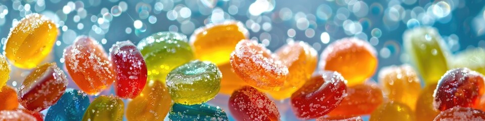 Colorful Sugar-Coated Jelly Candy Assortment Close-Up