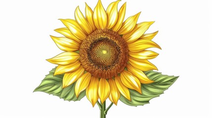 Single sunflower illustration isolated on white