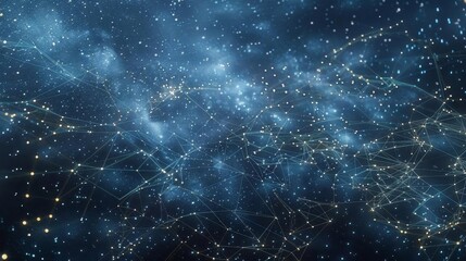 Starry sky blended with a network of connections