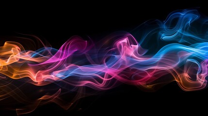 Fototapeta premium Vibrant Colorful Smoke Swirls on Black Background for Abstract Design