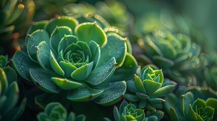 Fototapeta premium succulent plant with detailed textures, vibrant green hues, and sharp focus, highlighting natural beauty
