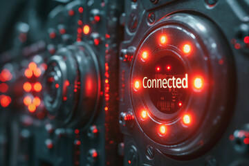 A red glowing object with the word connected on it