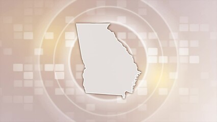 Georgia State (USA) Animated Map on Minimal Background, Multi Purpose Background with Ripples and Boxes with 3D Georgia State Map, Useful for Politics, Elections, Travel, News and Sports Events