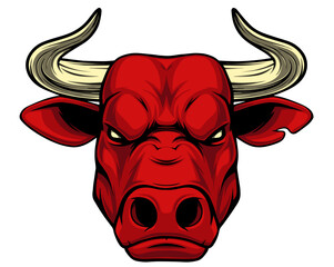 Vector illustration of a ferocious bull's head