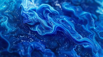 Vibrant, swirling blue paint in water