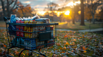 images showcasing overflowing shopping carts filled with products and merchandise, capturing the...