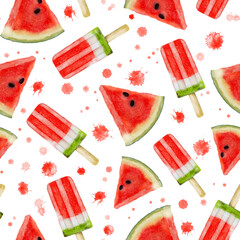 Watercolor summer bright seamless pattern.