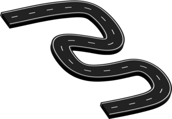 Curved road with white markings, route, street, highway