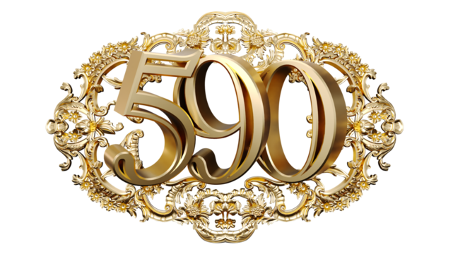 golden number five hundred ninety in the center of Decorative golden vintage frames, number 590