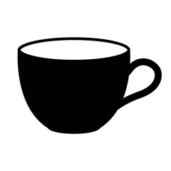 cup silhouette shape, black and white vector illustration