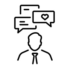 Trendy linear icon depicting customer opinion 