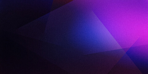 Obraz premium Abstract grainy ultra-wide pixel background with multicolored geometric shapes, stripes, lines, rays in dark mix blue purple lilac neon black gray pink gradient. Ideal for design, banners, wallpapers
