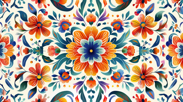 patron floral sobre la cultura mexicana, colores vivos
