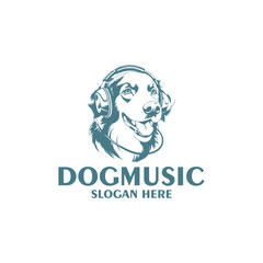 Dog music logo vector illustration